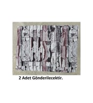 2Lİ Polo Life Savan 4m2 Pamuklu Lastiksiz Halı Örtüsü (170x245)-Taş Desen Pudra