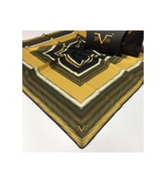 Geometrik Desen Black Seri Twill Eşarp Eşarp Askısı ile Birlikte 90x90 cm Gold-9