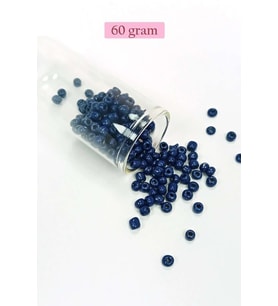 Dökme Cam Kum Boncuk Büyük Boy (6/0) 4 mm - 60 Gram - Koyu Mavi - BNC114