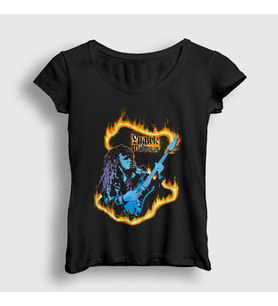 Presmono Kadın Siyah Fire Gitarist Hediye Yngwie Malmsteen T-Shirt 527129tt
