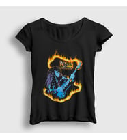 Presmono Kadın Siyah Fire Gitarist Hediye Yngwie Malmsteen T-Shirt 527129tt