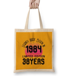 1984 birthday Gift - Made, Born in 1984 Gift - 38th Year Old Birthday Gift Vintage  Style Bez Çanta Uzun Saplı