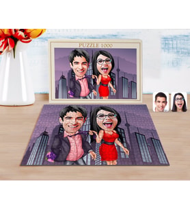 BK Gift Kişiye Özel Sevgililer Karikatürlü 1000 Parça Profesyonel Puzzle-4
