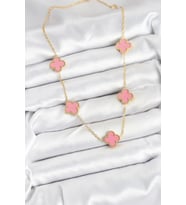 316L Çelik Zincir Gold Pembe Renk Yonca Kadın Kolye TJ-BKO10583