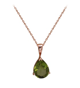 Damla Peridot Taşlı Altın Kolye