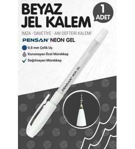 Pensan NEON JEL Kalem - Tükenmez Kalem 1 mm Beyaz 1 Adet -T383