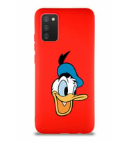 Samsung Galaxy A02S Soft Premier Kapak Donald Duck-A Tasarımlı Silikon Kılıf - Kırmızı (Şeffaf)
