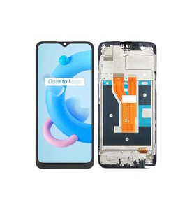 Oppo Realme C21 ile Uyumlu Lcd Ekran Dokunmatik Çıtalı Rmx3201 (Siyah)