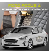 Ford Focus 4 Antrasit Renk Tay Tüyü Cepli & Terletmez Sırtlı Oto Koltuk Minder Seti - Koltuk Koruma Kılıfı (ÖN & ARKA TAM SET)