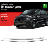 Mercedes Vito Uyumlu W447 Krom Ön Tampon Çıtası 2 Parça. 2014 Üzeri Camlı Van