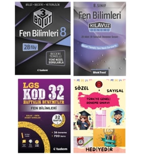 TUDEM YAYINLARI LGS FEN BİLİMLERİ 3 BOYUT BECERİ TEMELLİ SORU BANKASI - FEN BİLİMLERİ KLAVUZ DENEME