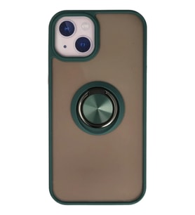 Newface Apple iPhone 13 Kılıf Montreal Yüzüklü Silikon Kapak - Yeşil
