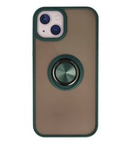 Newface Apple iPhone 13 Kılıf Montreal Yüzüklü Silikon Kapak - Yeşil
