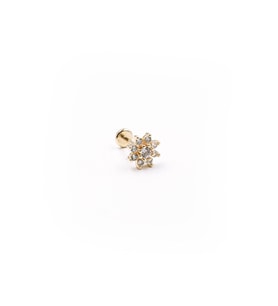Gold Çiçekli Zirkon Taşlı Tragus Helix Piercing – Kararma Yapmaz, Anti Alerjik