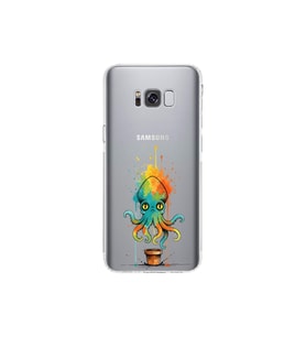 Samsung Galaxy S8 Plus ile uyumlu Splash ahtapot tasarımlı şeffaf silikon kılıf