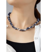 Sertifikalı Doğal Sodalit Kırık Taşlı Kolye (Çok Renkli)