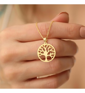 925 Ayar Gümüş Hayat Ağacı Kolye (Gold)