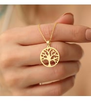 925 Ayar Gümüş Hayat Ağacı Kolye (Gold)