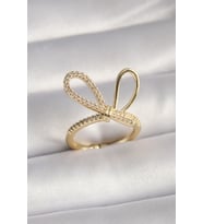Gold Renk Zirkon Taşlı Düğüm Model Kadın Yüzük (Karışık)