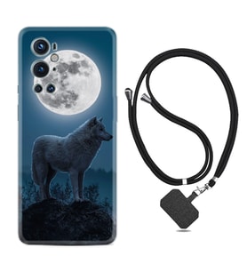 Tecno Spark 9 Pro Kılıf Resimli Boyun Askılı İpli Desenli Silikon Series Moon Wolf 1820