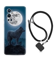 Tecno Spark 9 Pro Kılıf Resimli Boyun Askılı İpli Desenli Silikon Series Moon Wolf 1820