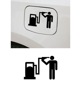 Depo Yakıt Kapağı Oto Sticker - Araba Sticker - Oto Sticker - 15cm (Siyah)