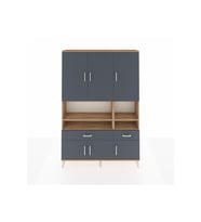 Arges Gardrop 8 Raflı 2 Çekmeceli 6 Kapaklı 132x30x195 Çam-Antrasit