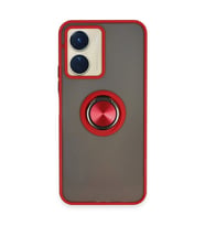 Vivo Y16 Kılıf Montreal Yüzüklü Silikon Kapak - Kırmızı