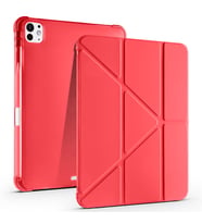 Apple iPad Pro 11 2025 M5 Uyumlu Kılıf Zore Tri Folding Kalem Bölmeli Standlı Kılıf (Kırmızı)