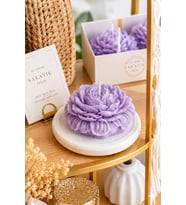 Şakayık 3'lü Mum - Mumelia Candles Doğal Soya, El Yapımı, Dekoratif - Mor