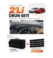 e-biz SEAT IBIZA (2008-2017) Uyumlu Torpido Örtüsü + Tay Tüyü Bagaj Çantası Seti - Siyah - SE004