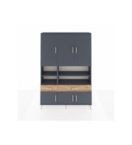 Arges Dolap 8 Raflı 2 Çekmeceli 6 Kapaklı 132x30x195 Antrasit-Antrasit/Çam
