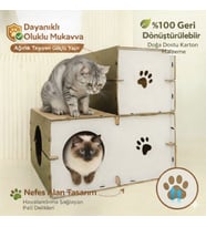 CATSSLE Kedi Oyun Evi ve Tüneli Modüler 2 Katlı Karton