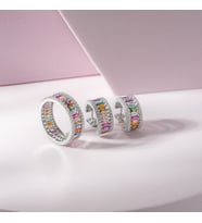 Mix Taşlı Baget Tamtur Gümüş Set Yüzük ve Küpe
