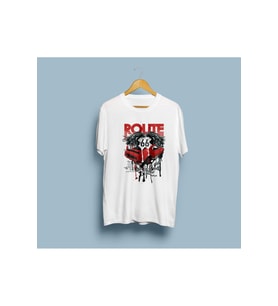 Oversize Route 66 Araba Tasarım unisex T-shirt