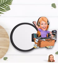 BK Gift Kişiye Özel Kadın Radyocu Karikatürlü Ahşap Bardak Altlığı-1