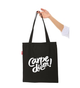 Siyah Bez Çanta Carpe Diem Baskılı