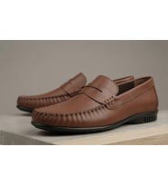 Growish GR0174 Hakiki Yumuşak Deri Koyu Kahve Sade Tokasız Saraçlı Günlük Rok Loafer Babet Ayakkabı