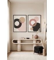 Modern Minimalist Geometrik Soyut 2’li Ahşap Çerçeveli Tablo Seti