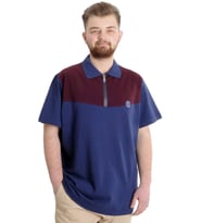 Mode XL Büyük Beden Erkek T-shirt Polo FRAGMENTED 23325 İndigo