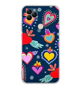 PrintiFy General Mobile GM 22 ile Uyumlu 1mm Slim Fit Retro Renkler 3 Baskılı Şeffaf  Kılıf