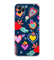 PrintiFy General Mobile GM 22 ile Uyumlu 1mm Slim Fit Retro Renkler 3 Baskılı Şeffaf  Kılıf