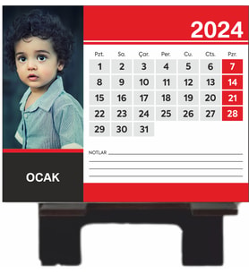 Kişiye Özel 12 Fotoğraflı Ahşap Standlı Masa Üzeri Takvim 9*12 cm