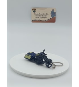 Bagger Motosiklet Metal Anahtarlık Lacivert - Diecast Cruiser Motor Figürü