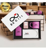 Logonuza Özel 10 Adet Kutulu Ahşap Altlıklı Pembe Fincan & Kolonya & & Aromalı Kahve Seti – Ahşap Kutulu Kurumsal Hediye Seti
