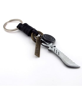 Survivor Bıçak Av Bıçağı Şeklinde Gerçek Deri Metal Anahtarlık KC166