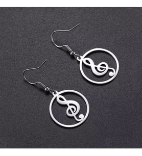 925 Ayar Gümüş Müzik Notalı Küpe