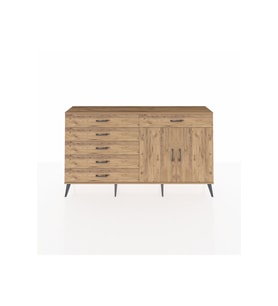 Arges Konsol Tek Raflı 6 Çekmeceli 2 Kapaklı 176x30x99 Çam-Çam
