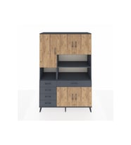 Hyperion Dolap 9 Raflı 5 Çekmeceli 5 Kapaklı 132x44x195 Antrasit-Çam/Antrasit