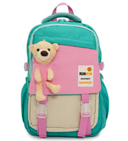 Yeşil Peluş Ayıcık Detaylı Kız ve Erkek Çocuk İlkokul Çanta Seti